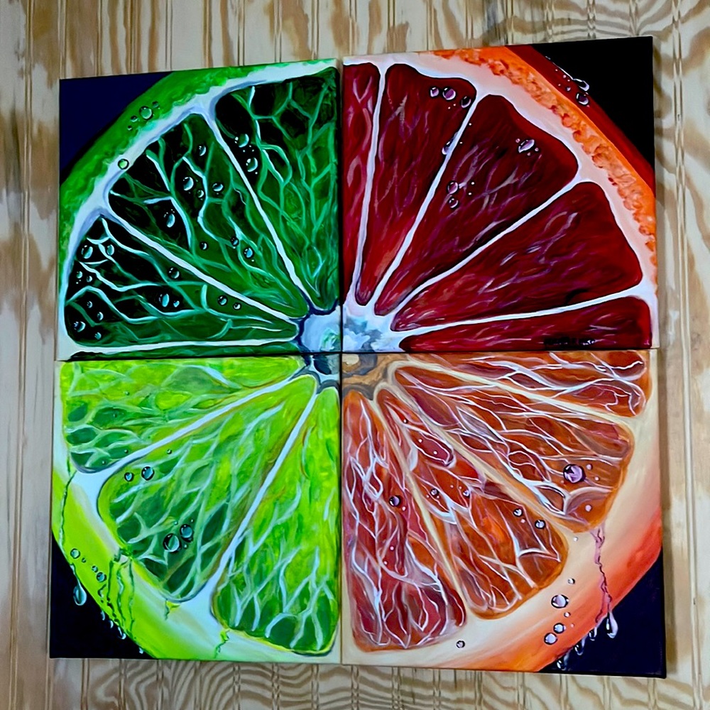 Wall art A set of 4, can be both separate and in one picture, "citrus"